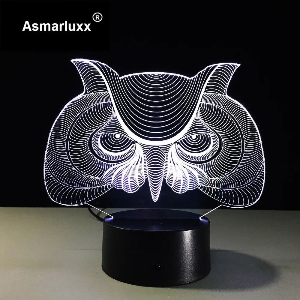 3D светодиодный ночник в виде совы декоративная лампа для детской комнаты