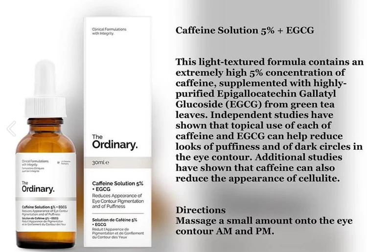 Обычный 5% Caffenie+ EGCG Сыворотка для глаз устраняет лучший крем для глаз от морщин темные круги Отечность