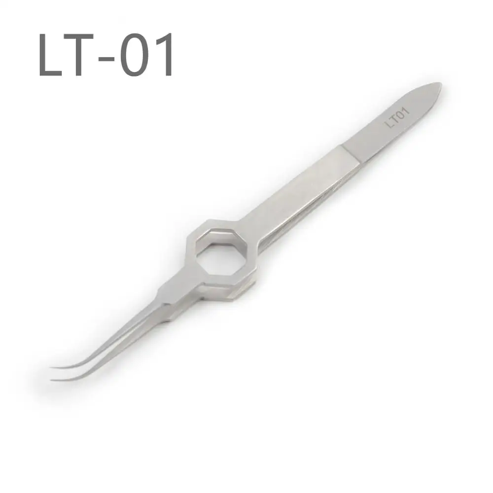 Tweezers Curved Straight Stainless LT Steel Tweezers Eyelash Extension Makeup Tools Nails Decor Professional Eyelash Tweezer - Цвет: LT-01