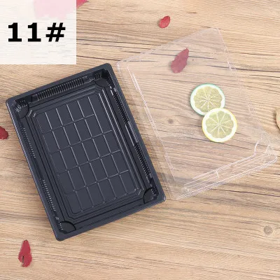 Коричневый 0-11# чистый черный коробка для упаковки суши Sashimi лосось Takeaway упаковки коробки 100 шт - Цвет: Коричневый