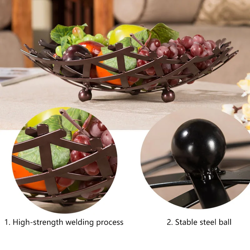 Nordic Iron Fruit Storage Basket Large Nest Type Holder Creative Fashion Living Room Minimalist Decor | Дом и сад