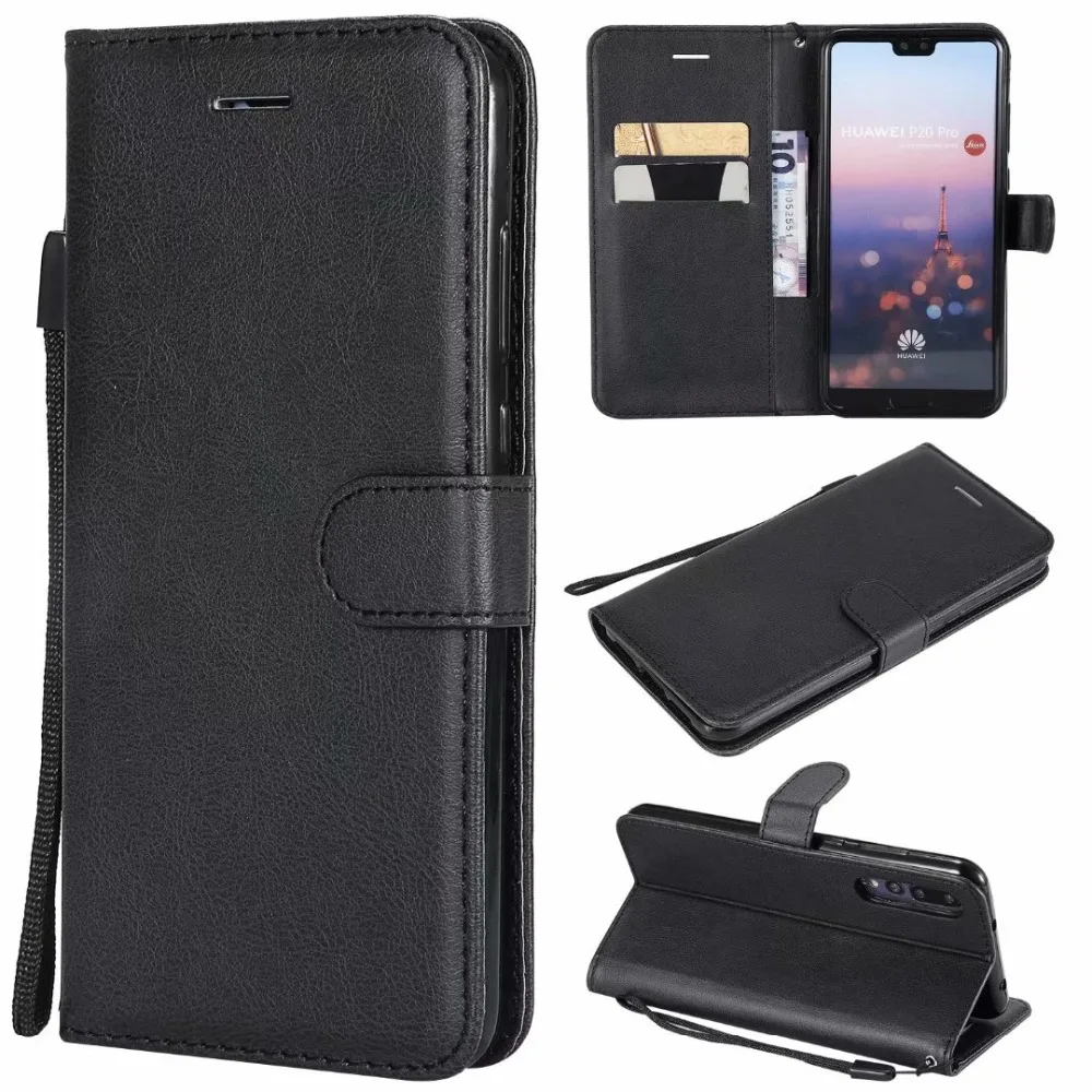 Чехол-Кошелек для Huawei P20 Pro откидная крышка чистый цвет искусственная кожа