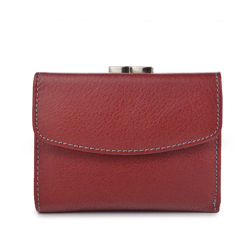 Wine red Beth Cat, новинка, короткий женский кошелек из натуральной кожи, Модный женский маленький кошелек, сумка для денег, Дамский Мини-держатель для карт, карман для монет, кошельки - Цвет: Wine red