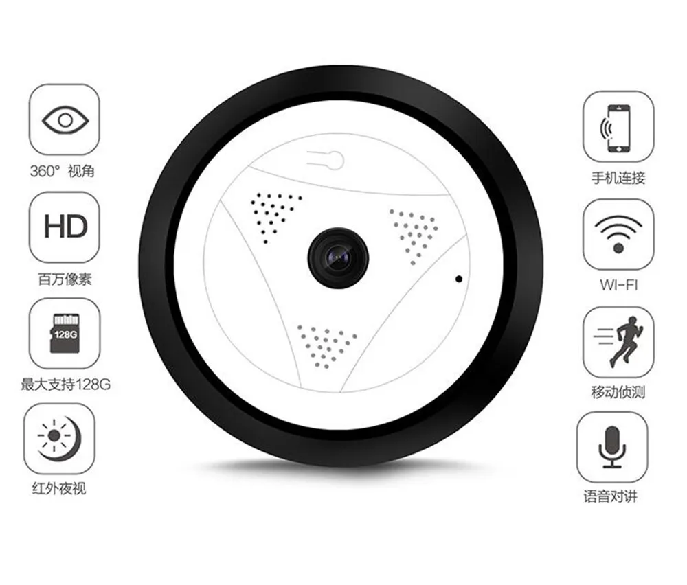 2 МП 1080P 360 градусов объектив рыбий глаз панорамный вид WIFI IP камера|Видеокамеры °| |