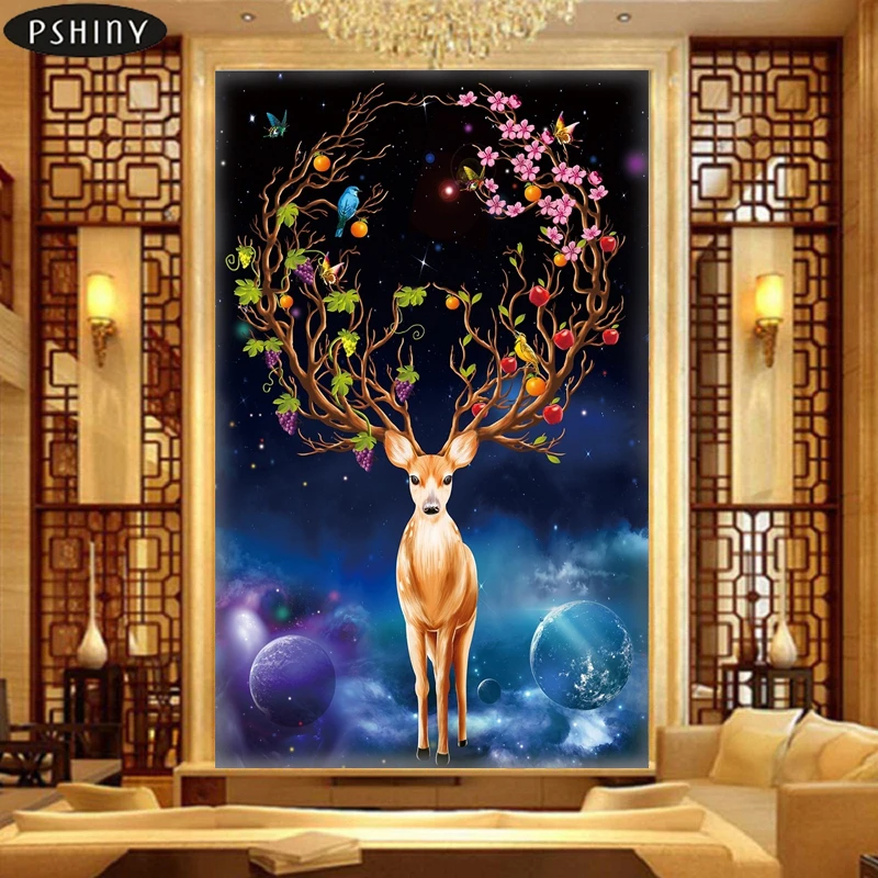 Pshiny 5d DIY картина вышитая бисером &quotЗвездное небо&quot Moose Алмазная вышивка камни в