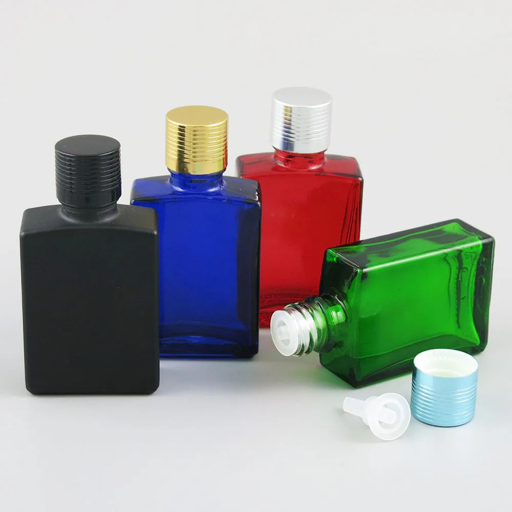 

360 x 30ml Glass Amber CLear Black White Blue Green Square Essential Oil Bottle With Cap 1oz Refillable Cosmetic Container