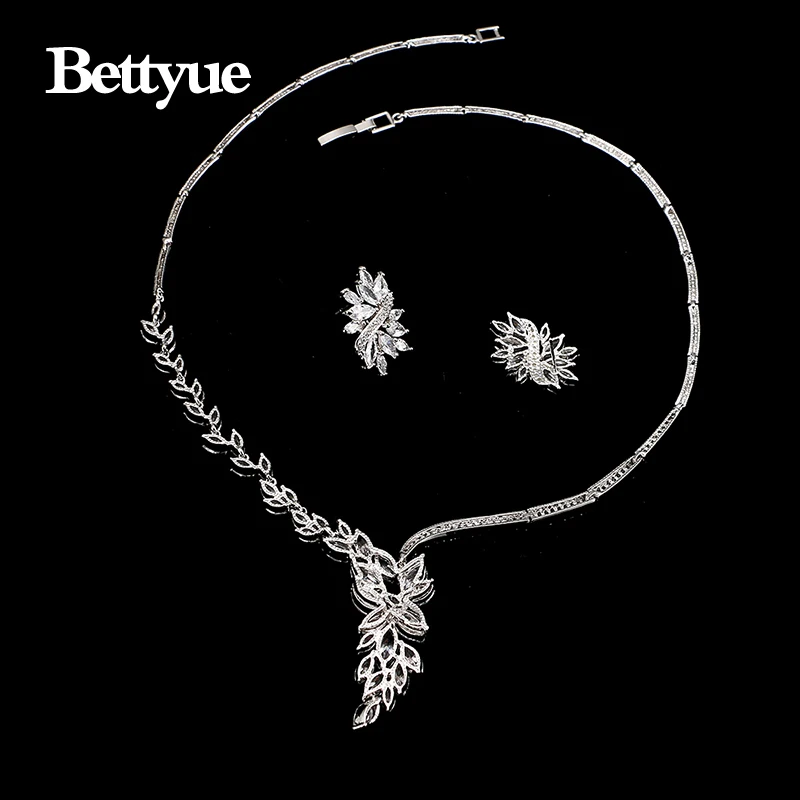 bettyue brand new fashion charm jewelry sets aaa zircon hot sale white gold jewelry sets for woman european style wedding gift free global shipping