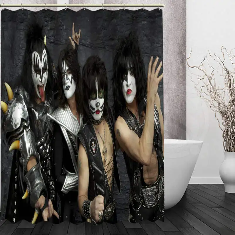 Лучший Хороший пользовательский KISS Band занавеска для душа, занавеска для ванной, водонепроницаемая ткань для ванной комнаты, больше размеров, WJY#12 - Цвет: Шоколад
