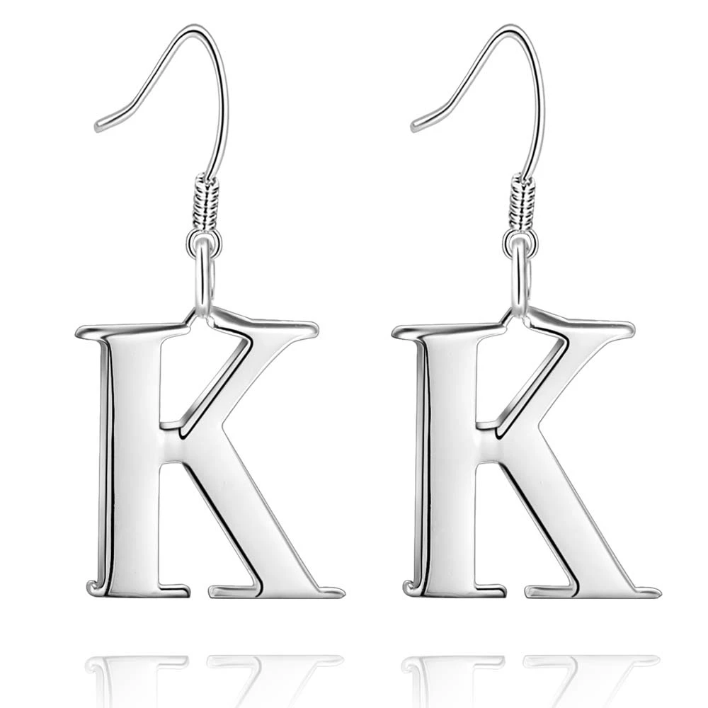 Модные посеребренные серьги с буквами K для женщин модные ювелирные изделия