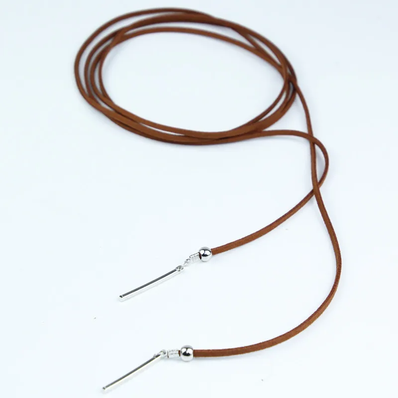 Длинное коричневое бархатное ожерелье x150 в стиле панк из кожи и вельвета модная