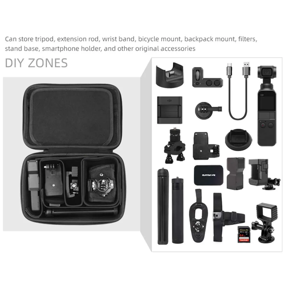 Сделай Сам чехол для DJI Osmo Карманный ручной карданный хранение сумка коробка для Osmo действие Gopro SJCAM xiaoyi камера аксессуары