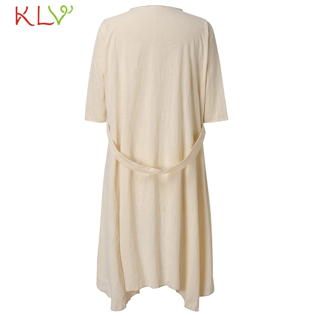 

Women Jacket Casual Linen Half Sleeve Long Cardigan Kimono Autumn 2019 Plus Size Overcoat Casaco Feminino Coats for Girls 19Jul