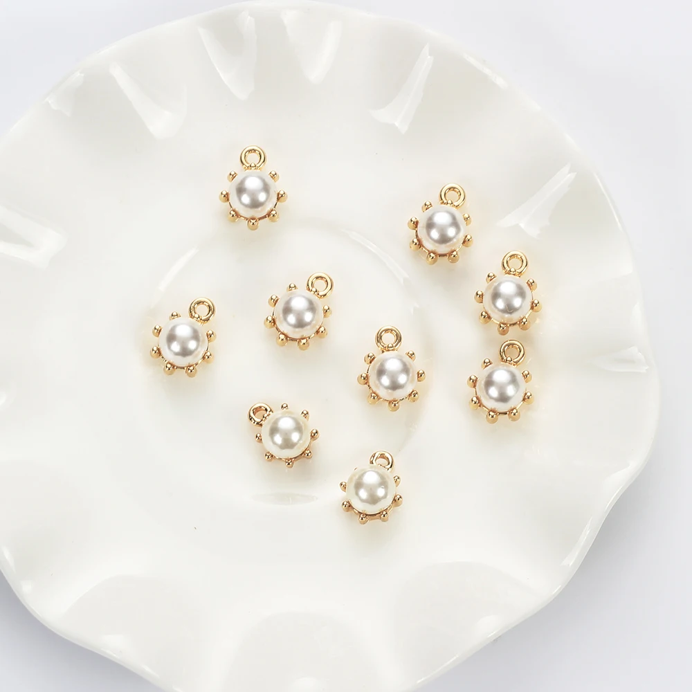 Винтажный круглый кулон MEIBEADS из цинкового сплава с имитацией жемчуга для сережек