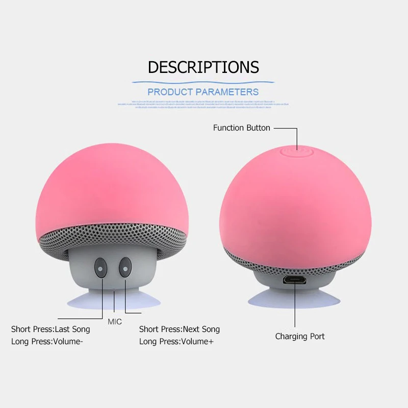 Fansaco Portable Mini Mushroom Wireless Bluetooth Speaker Waterproof Shower Stereo Subwoofer Music Player For iPhone Xiaomi | Электроника