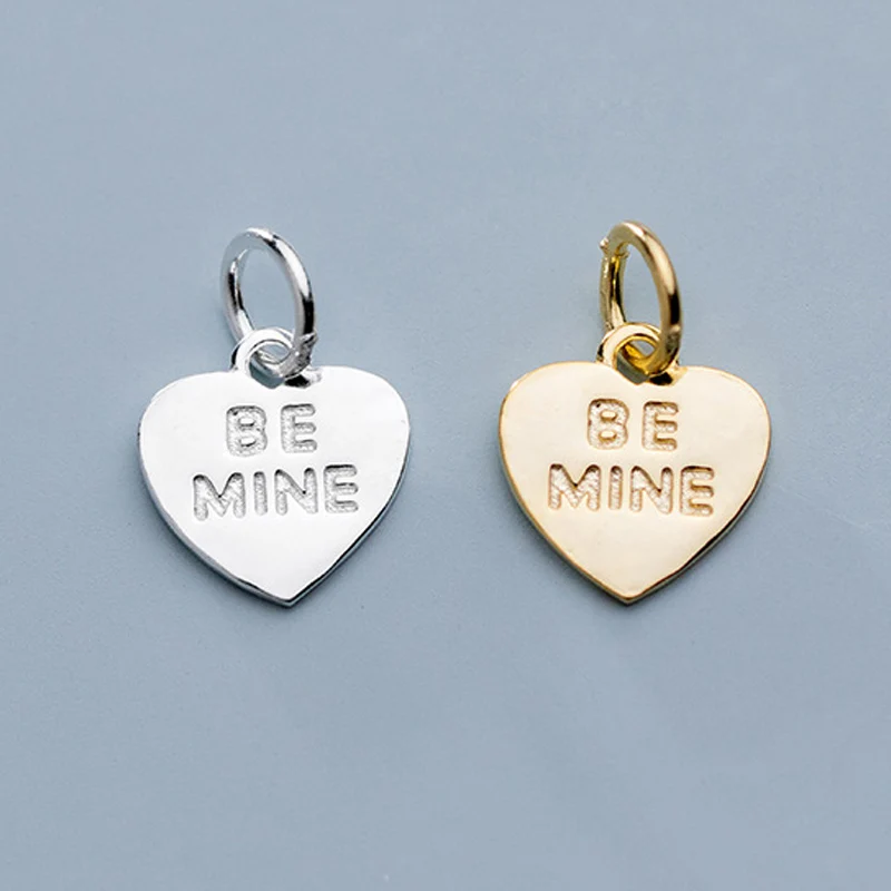 925 стерлингового серебра сердце письмо подвески BE MINE резные пара серебряные подвески ручная работа Высококачественная фурнитура для ювелирных изделий подарок на день рождения