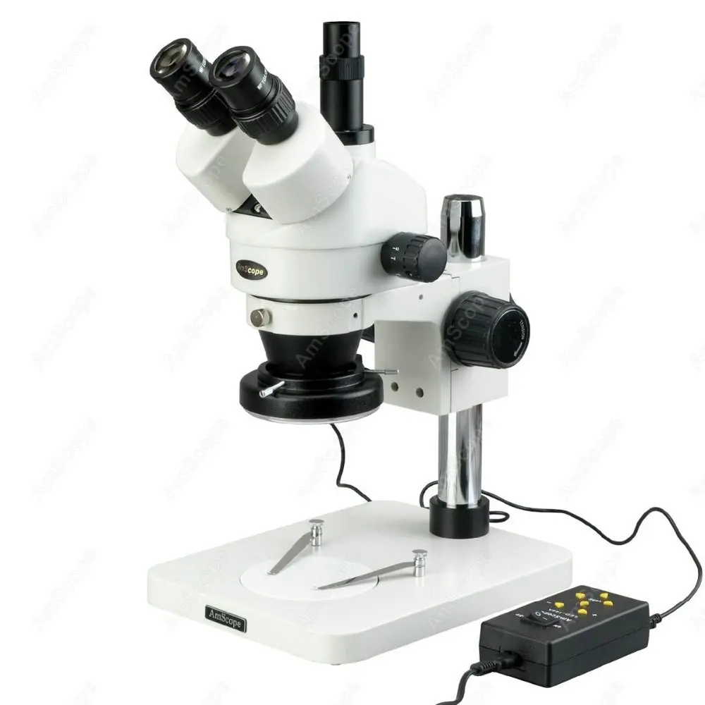 Стерео микроскоп-AmScope 7X-90X осмотр Тринокулярный зум стерео микроскоп с 144-LED 4 зоны
