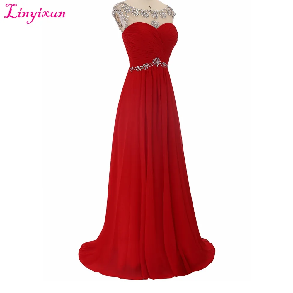 Linyixun Real Photo vestido de festa longo Sparkly Beaded Long Prom Dresses 2017 Sexy Backless A Line Evening Party Gowns | Свадьбы и