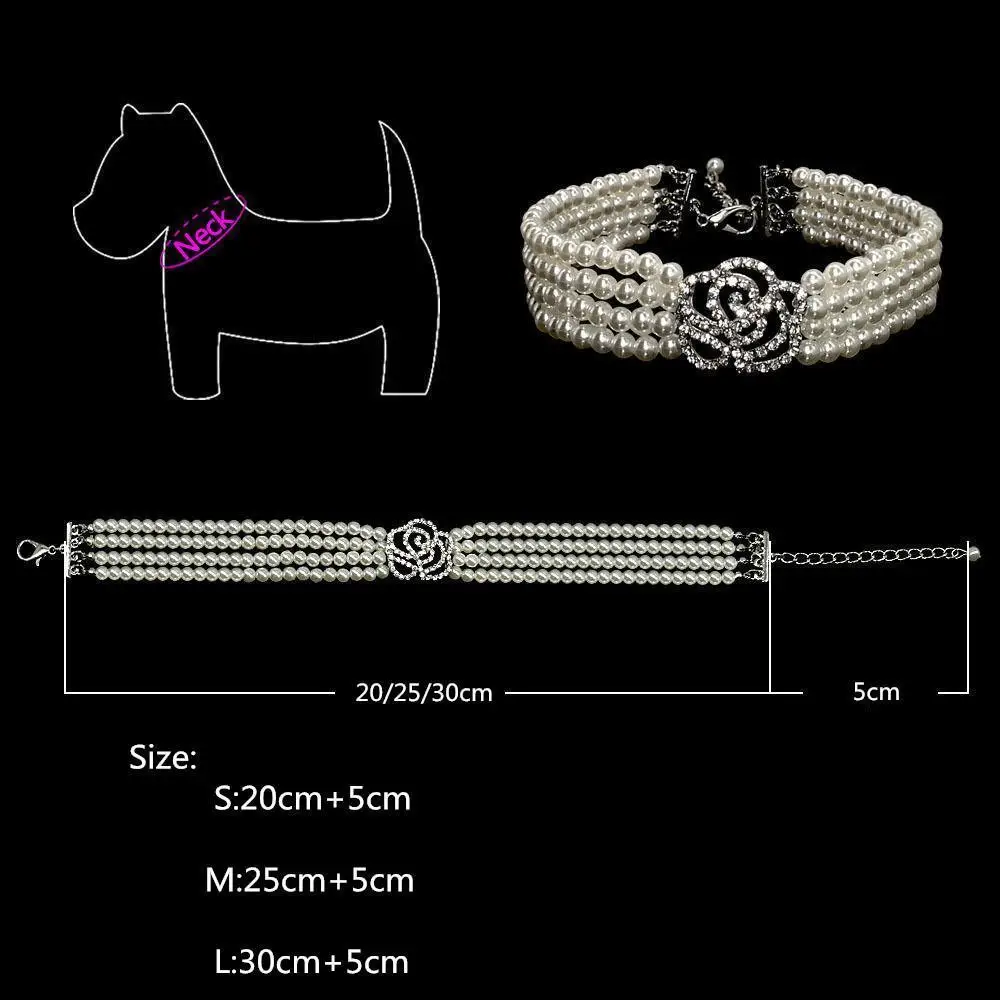 4-рядные Жемчужины для домашних животных с украшением в виде цветка подвеска