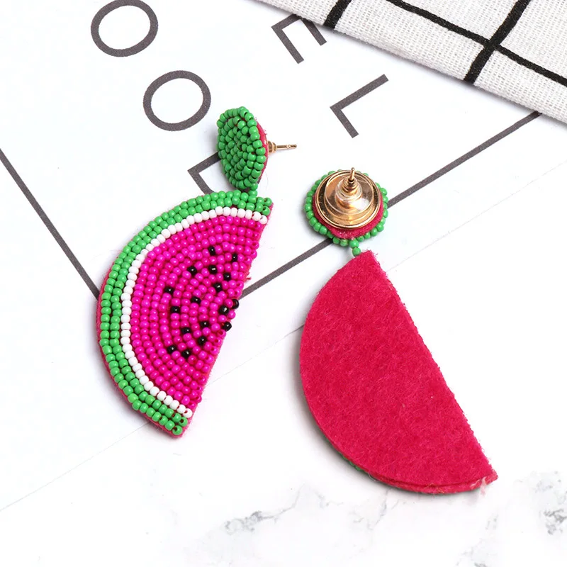 ELOHYI New Arrivals Resin Beads Fruit Watermelon Big Earrings For Women Handmade Drop Fashion Party Club Jewelry | Украшения и
