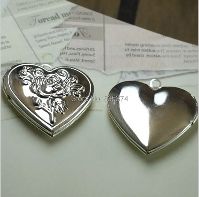 100 шт. оптовая продажа Посеребренная винтажная оправа с розовым узором 33 мм