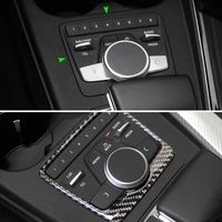 car carbon fiber center gear shift control panel multimedia display frame cover sticker trim for audi a4 b9 a4l 2017 2018