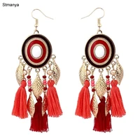 bohemian sequins tassel earrings for women wedding party acrylic drop earrings set long vintage fringing jewelry e3065