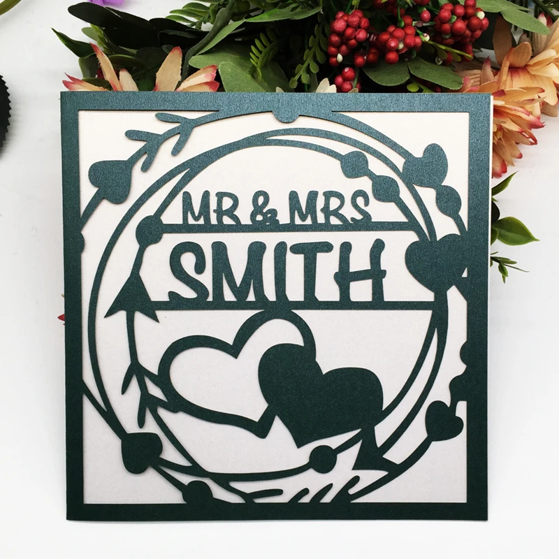 

50pcs/lot Sculpture Hellow Heart Wedding Invitations Cards Birthday Party Grand Events Ceremony A Festival Supplies