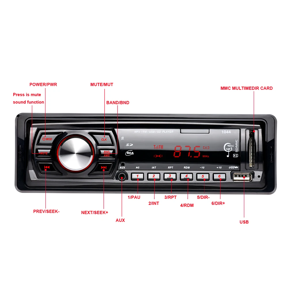 Автомобильный mp3 плеер 1 Din FM модулятор радио тюнер с поддержкой USB SD карты и