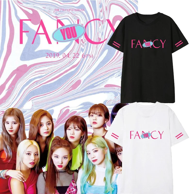Kpop футболка с короткими рукавами и надписью Double Album fancy you летняя в стиле хип хоп