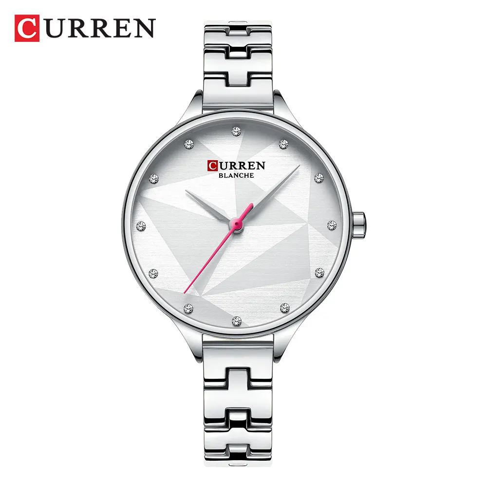 silver watch Элитный бренд CURREN женские часы модные элегантные кварцевые наручные часы с женское из нержавеющей стали часы 9047 классические женские часы - Цвет: silver watch