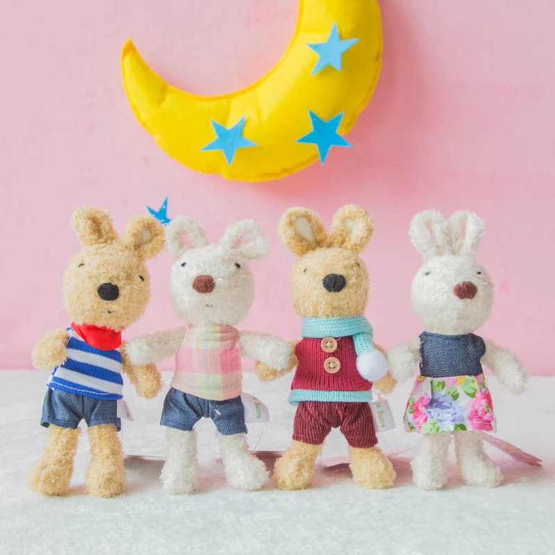 

1PC 18cm Cute Rabbit Plush Toys Mini Bunny Bag Phone Pendants Stuffed Animals Dressing Rabbits Bear Keychain Doll for Girls Gift