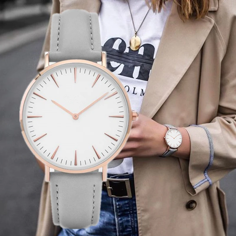Новые модные простые кожаные женские часы повседневные кварцевые Montre Femme Relojes Mujer