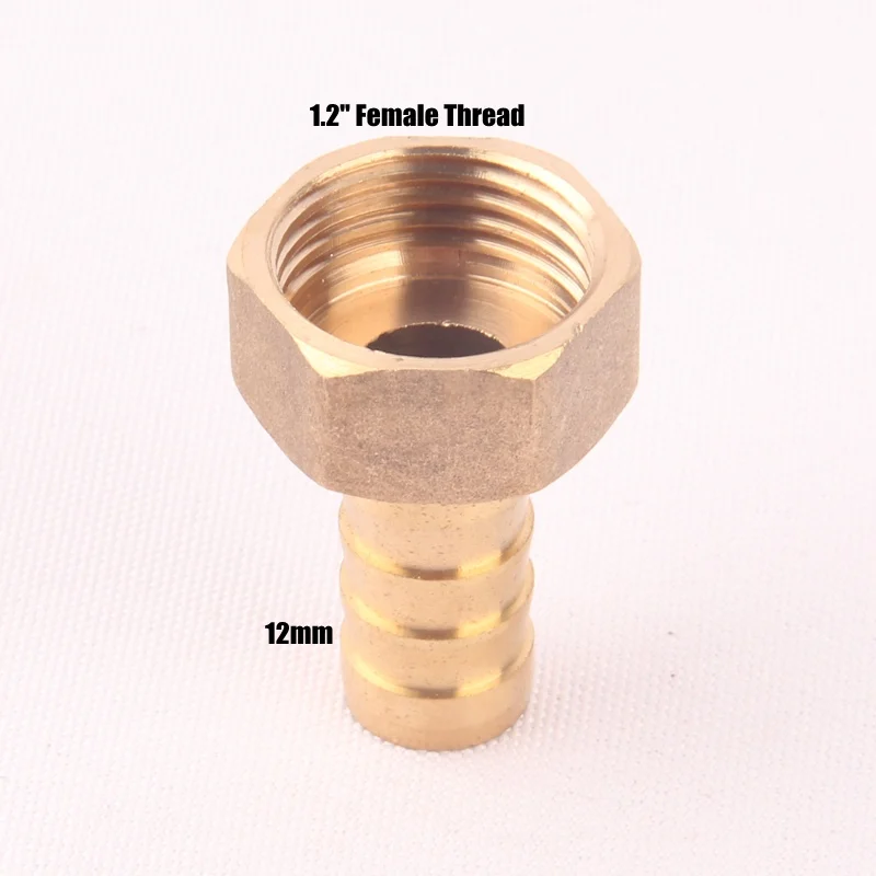 1l2 Female-12mm 1/" Женская Мужская резьба шланга Соединитель 8-19 мм Чистая латунь пагода водяные соединители орошение медь газ мягкий шланг адаптеры - Цвет: 1l2 Female-12mm