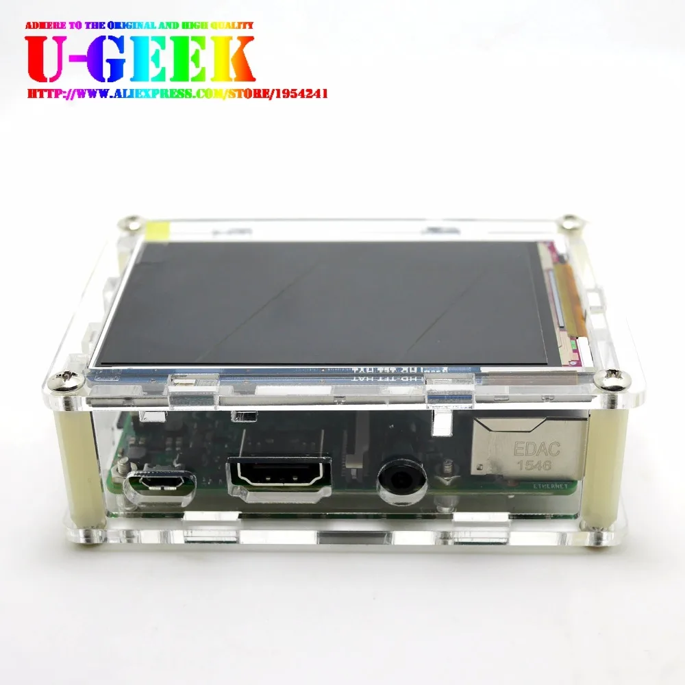 UGEEK Raspberry Pi High PPI 3 5 дюймов 800*480 TFT экран + акриловый чехол для 3B 2B B | Поддержка IR Kali|kit