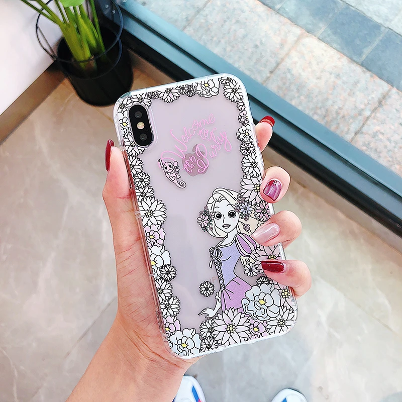 Для iPhone XS Max рельефные чехлы для телефонов iphone X XR jasmine princess мягкий чехол 678plus милый