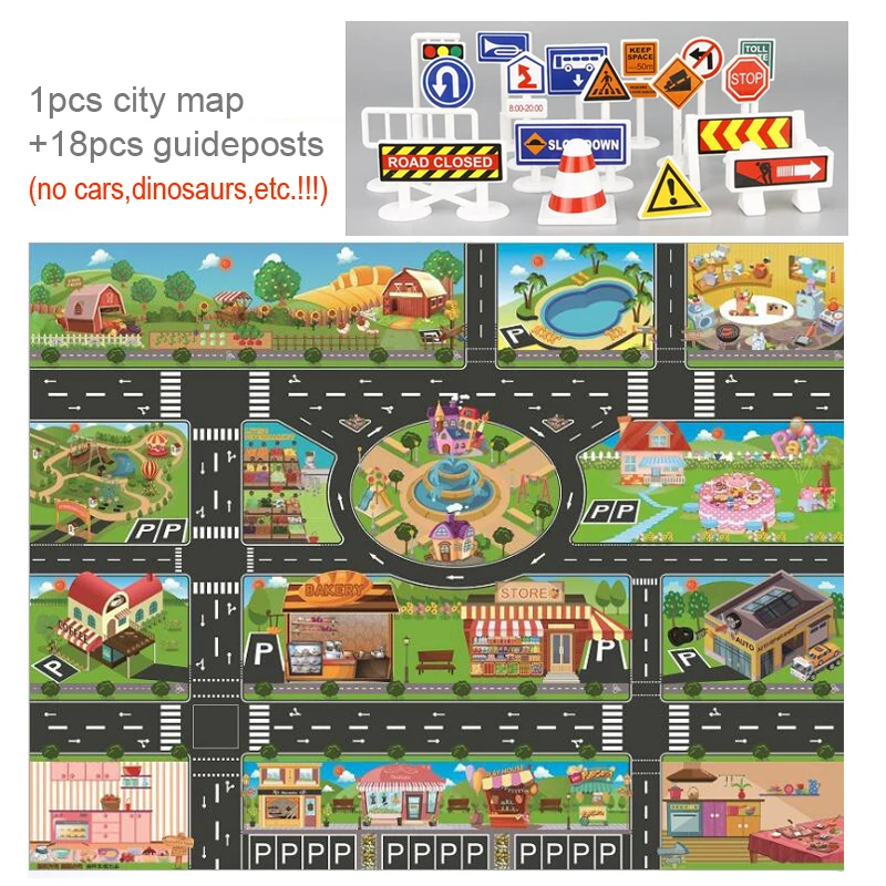 City Map Детский игровой коврик, напольная игра, детский коврик для ползания, 130*100 см, водонепроницаемый, для детей, динозавр, городской автомобиль, парковка, дорожные Игрушки для мальчиков - Цвет: City Map