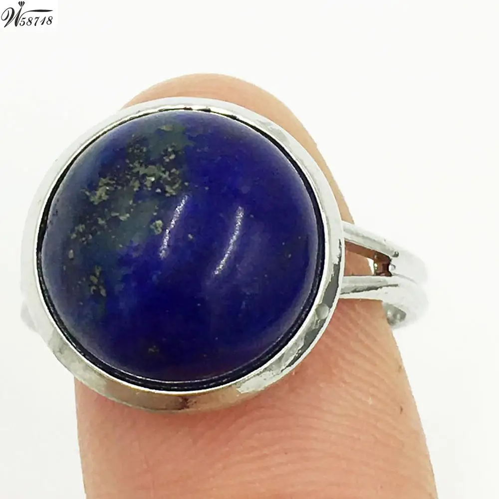 Lapis Lazuli C7215 Кристальный лазурит тигровый глаз авантюрин Howlite Sodalite Goldstone Opal Jaspe синяя Песочная бусина кольцо 6,5~ 1" US Adjust WFH588 - Цвет основного камня: Lapis Lazuli C7215