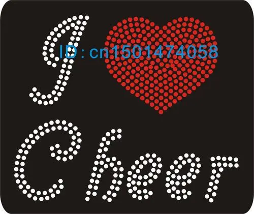 Мотив I Love Cheer hot fix бесплатная доставка мотив из страз с теплопередачей iron on strass |