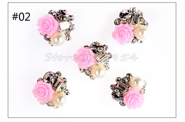 Rhinestone Alloy Flowers 3d Nail Art Decorations 7Designs(10pcs/lot) Metal Glitter DIY Beauty Supplies Accessories Jewelry | Красота и