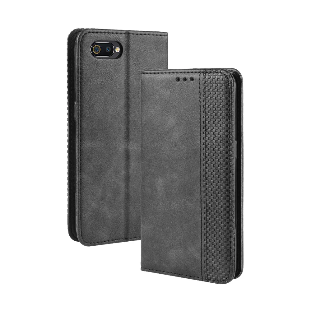 Ретро Тонкий кожаный флип-чехол для OPPO Realme C2 чехол-подставка Магнитная Книга