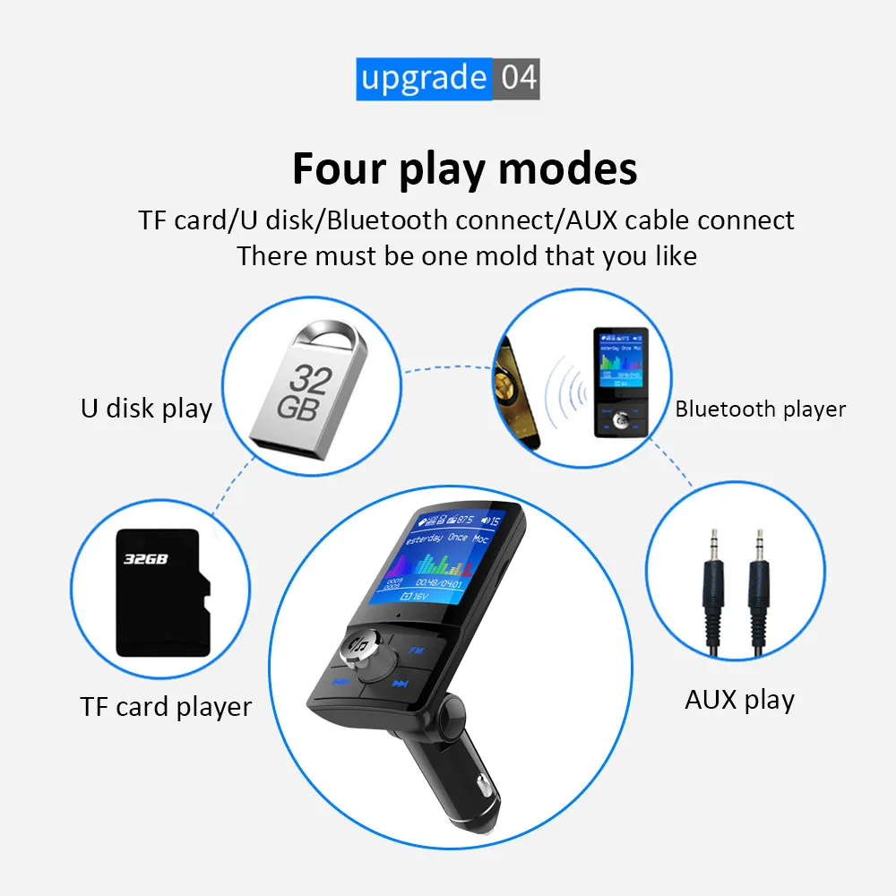 BC45 Bluetooth 4 2 Handsfree Автомобильный MP3 плеер fm передатчик AUX аудио приемник