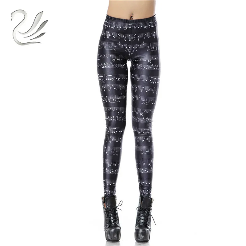 

Fashion High Waist Legins Music Note Sheet Digital Leggins Printed Women Leggings Women Pants