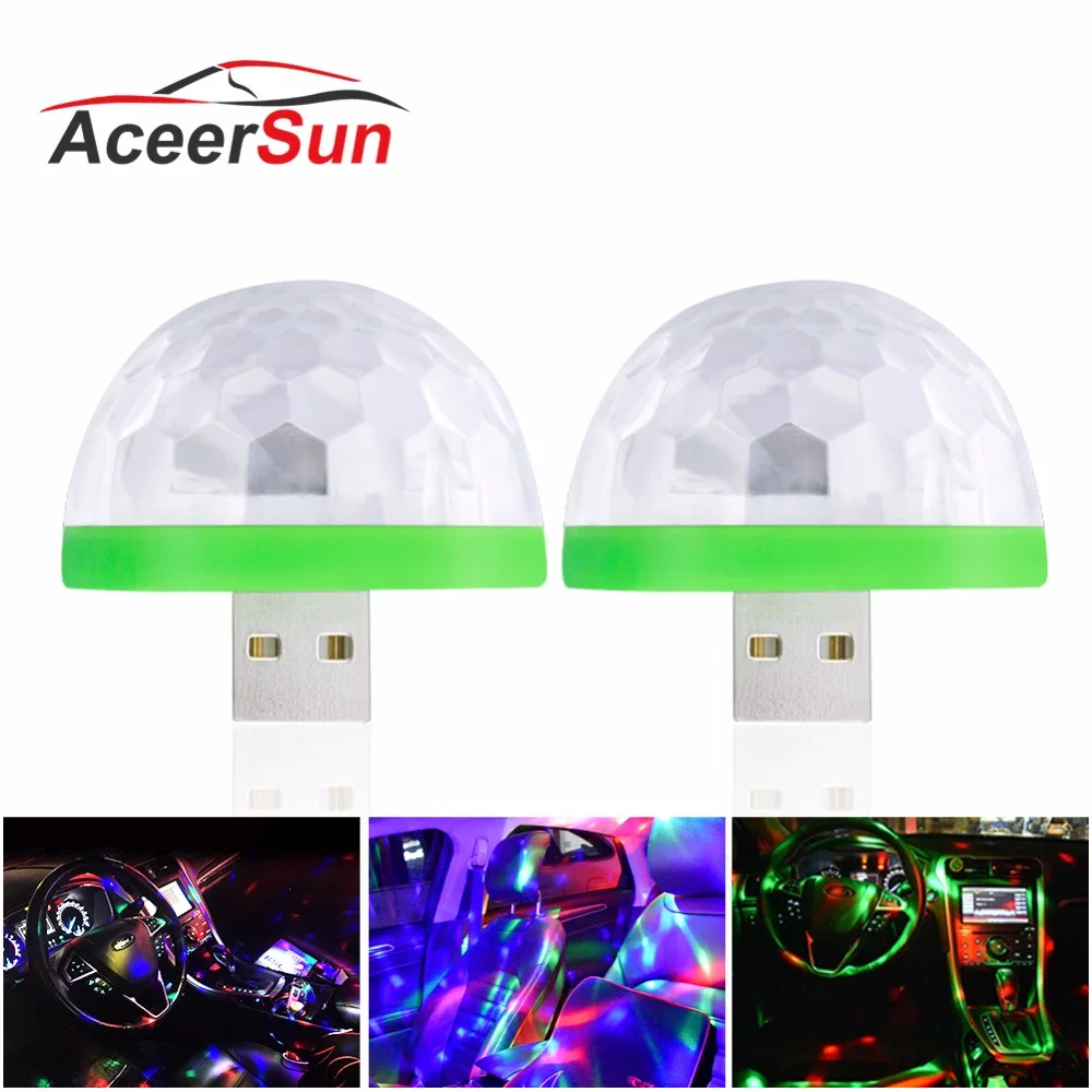 Aceersun usb портами и светодиодным индикатором Автомобиль окружающего светильник 5V