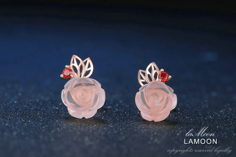 Ламон FlowerRose натуральный розовый кварц Сделано с 925 пробы серебряные ювелирные изделия комплект V033-2