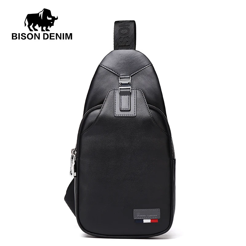 Мужская сумка мессенджер BISON DENIM из натуральной кожи через плечо на каждый