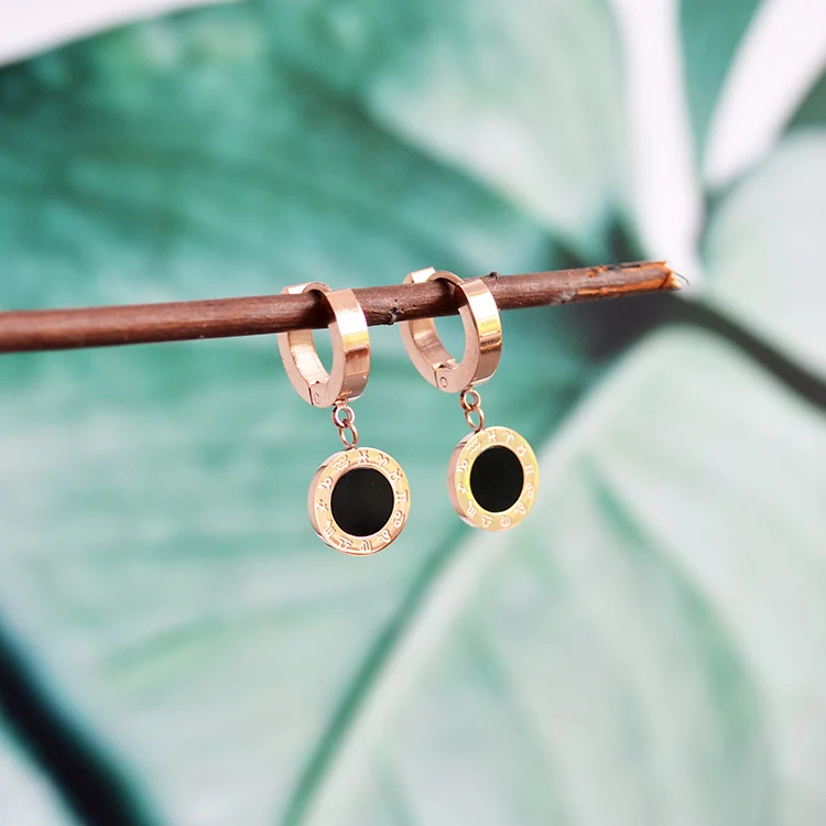 Женские серьги кольца YUN RUO в римском стиле с цифрами розовое золото подарок на