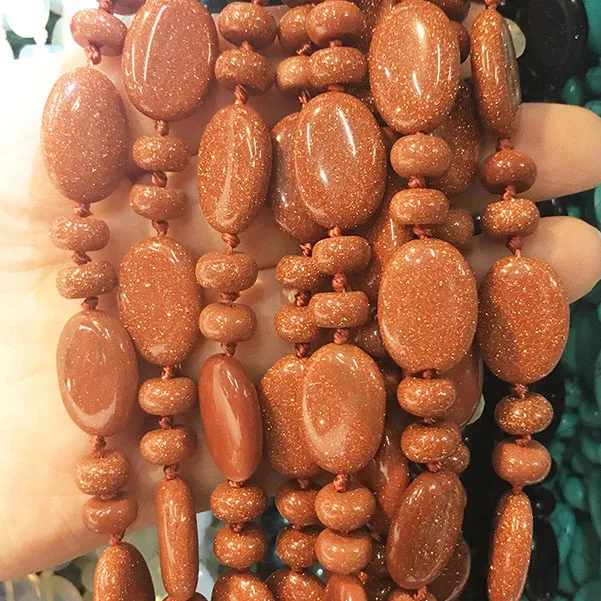 Gold Sand Stone Ожерелье из натурального камня Агаты ожерелье с кварцевым камнем для женщин и мужчин 6x8 мм 13x18 мм 18 дюймов 23 Цвета - Окраска металла: Gold Sand Stone