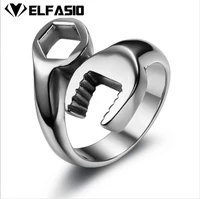 dropshipping 316l titanium stainless steel punk biker wrench man rings fashion jewelry