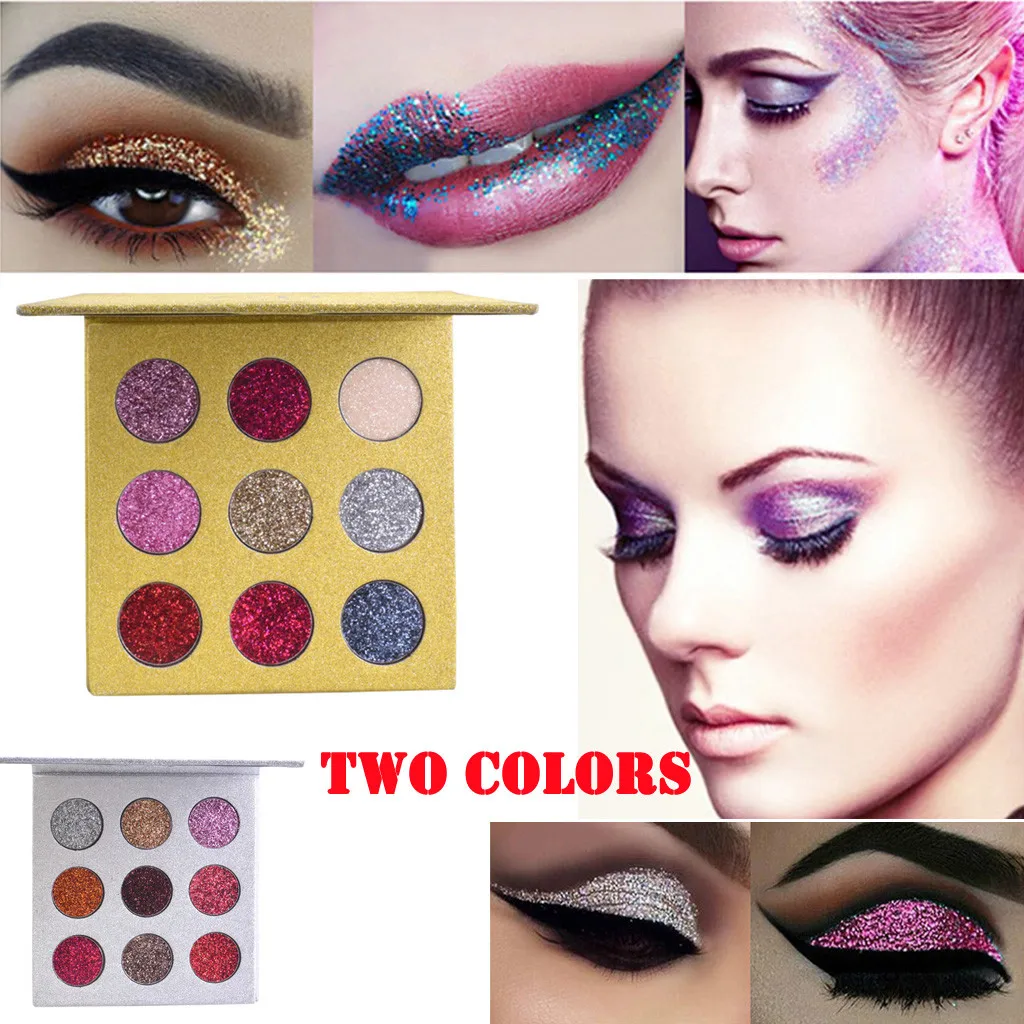 Блестящие 9 видов цветов Тени для век сияющая пудра палитра косметический макияж