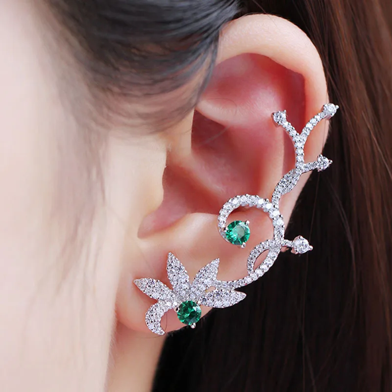 

Серьги-клипсы женские длинные из серебра 925 пробы с фианитом ААА